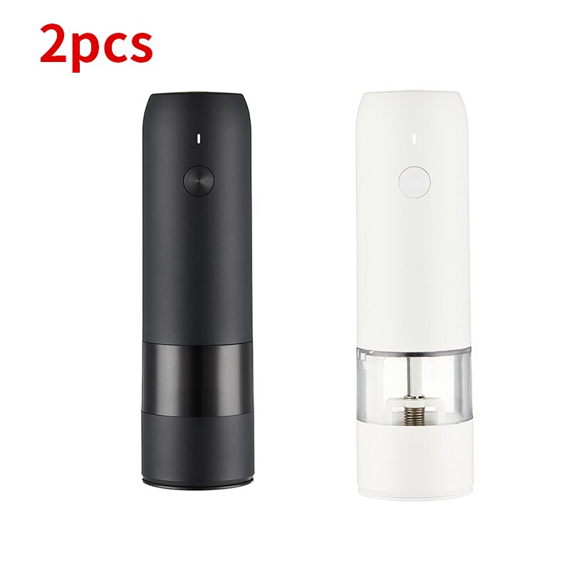 1/2Pcs Electric Pepper Grinder Sets USB Rechargeable Spice Mill Grinder with LED Light Adjustable Kitchen Grinding Gadgets: 2pcs5