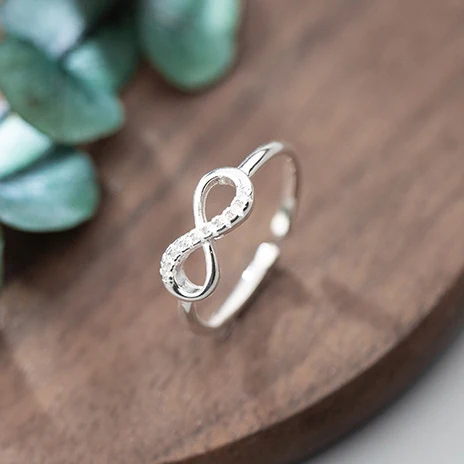 Ins Echt 925 Sterling Zilver Zirkoon Infinity Symbool Verstelbare Ring Voor Vrouwen Klassieke Fijne Sieraden Minimalistische Bijoux