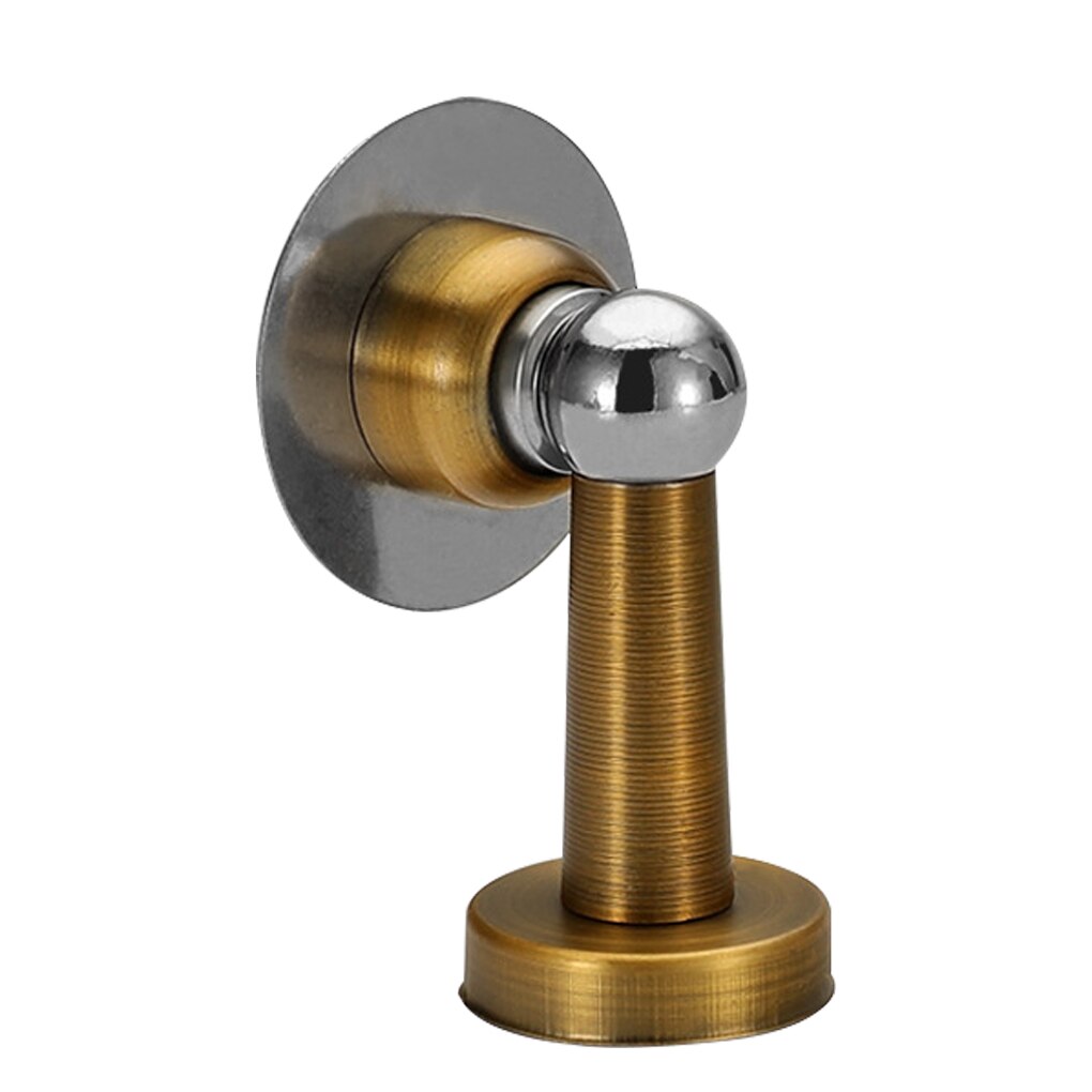 Stainless Steel Magnetic Door Stops Sticker Door Holders Stopper Catch Protector Floor Wall Mounted Nail-Free Hidden Doorstop: Brass