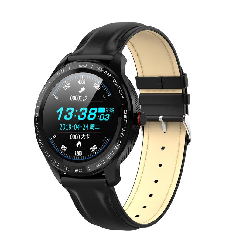 Toque completo relógio inteligente masculino ecg + ppg freqüência cardíaca monitor de oxigênio pressão arterial ip68 à prova dip68 água bluetooth chamada lembrete smartwatch: Black Leather strap