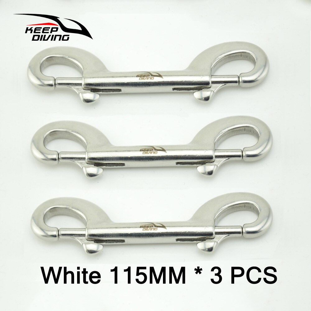 KEEP DIVING 316 Stainless Steel Scuba Diving Double Ended Hook BCD Chioce Snap Bolt kit Quick Draw: White 115MM 3PCS