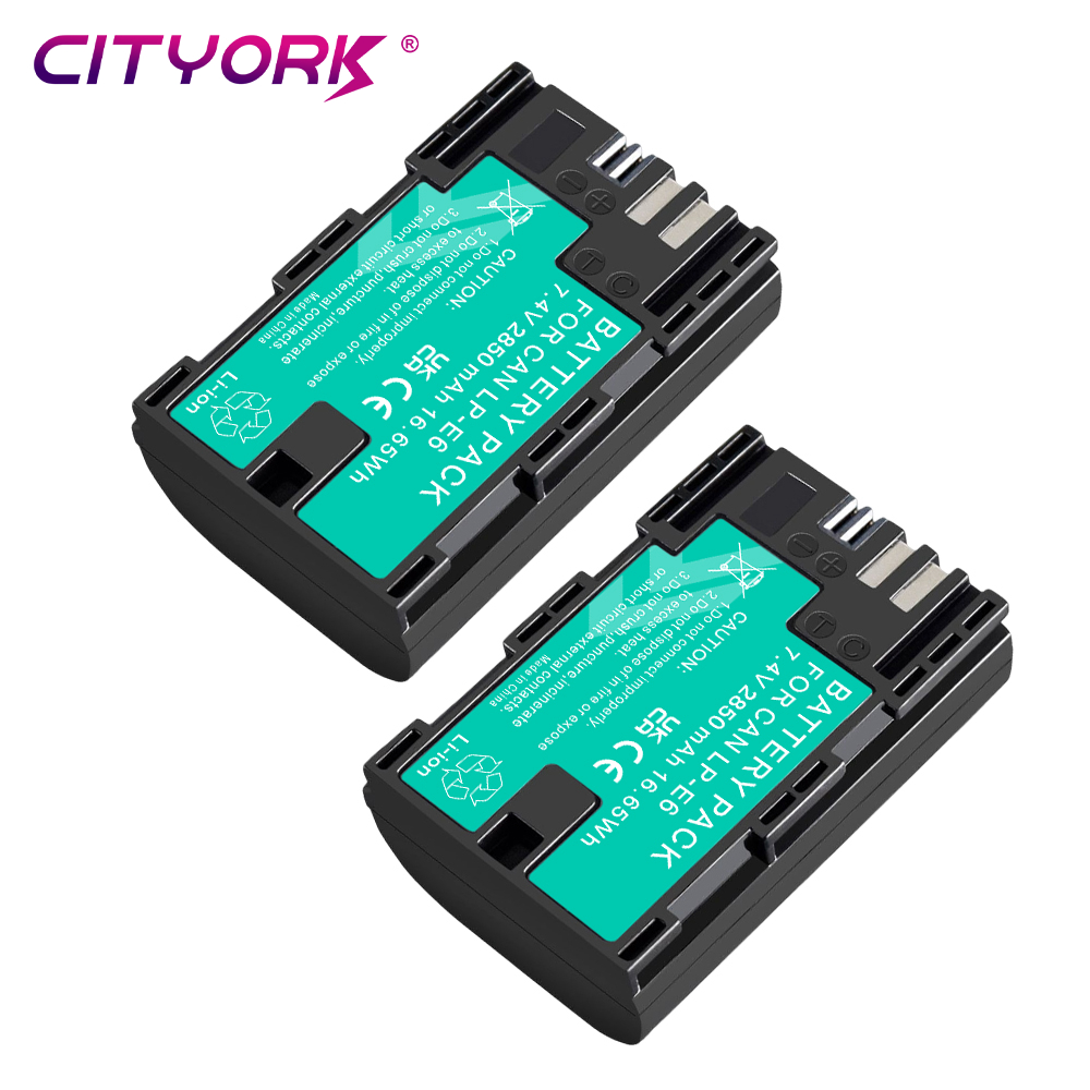 2850mAh LP-E6 LP E6 LPE6 E6N Bateria + caixa de armazenamento Carregador Para Canon EOS 5DS R 5D Mark II III 5D 6D 7D 70D 80D EOS 60D Câmeras: Preto