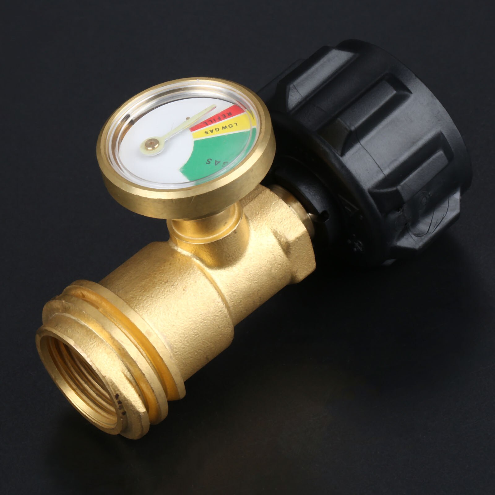 Brass Propane Fuel Tank Adapter Gauge Pressure Meter Gas Level Indicator Leak Detector for RV Camper Cylinder BBQ Grill Heater