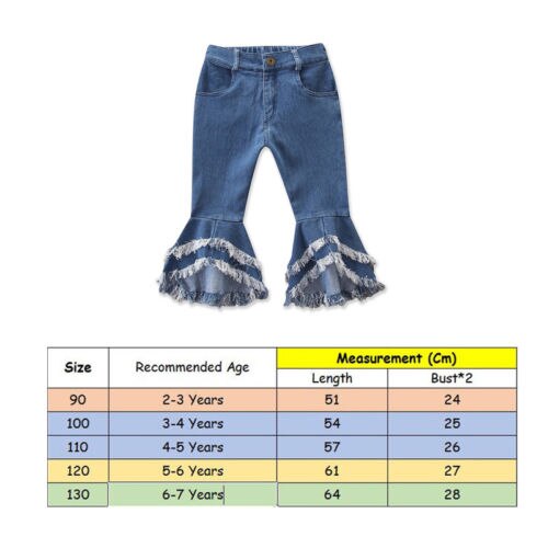 Kids Baby Girl Flare Wide Leg Pants Bell Bottoms Denim Trousers