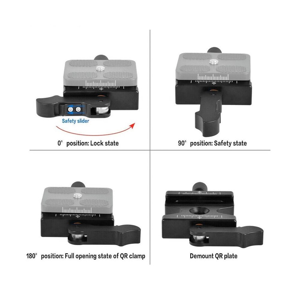 Camera Quick Release Clamp Aluminum Alloy Screw Knob Clamp with Lever for AS Quick Release Plate