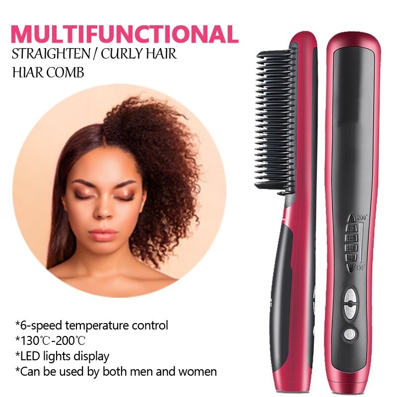 Cepillo alisador de cerámica antiestático peine plancha de pelo Pro LCD calentamiento eléctrico iónico rápido alisador de pelo seguro