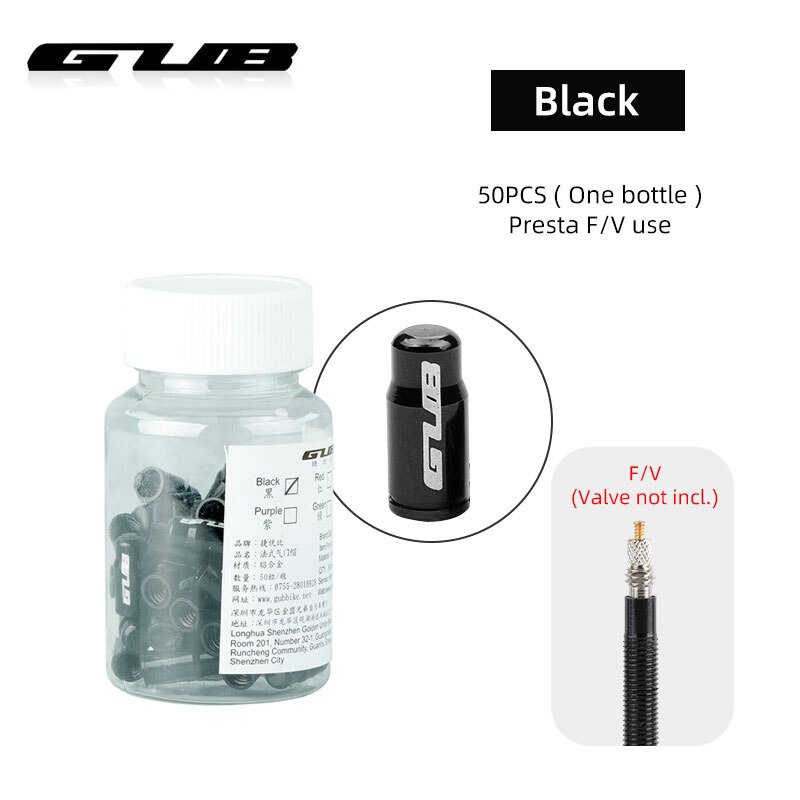 GUB 50/100 sztuk F/V/V zawór rowerowy ze stopu pokrywa Presta Schrader sutek Cap CNC obrabiane ze stopu anodowane w stylu rustykalnym darmowa: Presta Black Bottle