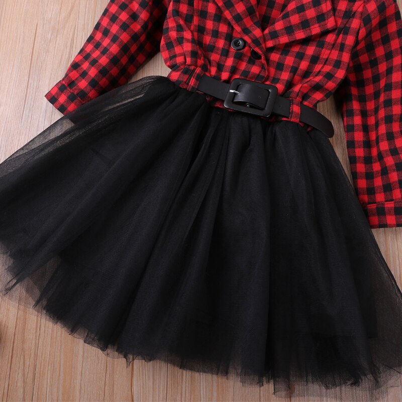 Humor Bear Girls manica lunga abito da principessa plaid Party Tutu Dress Patchwork Party Pageant Holiday Dresses abiti natalizi