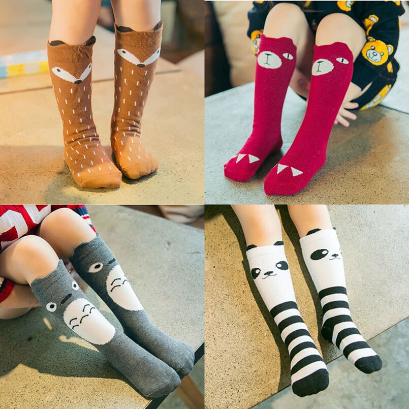 Fox Socks Calcetines de animales de bebé para niños, hasta la rodilla lindo bebé niña calcetines largos calentadores de piernas niño Kawaii largo bebé niños niña calcetín alto de rodilla