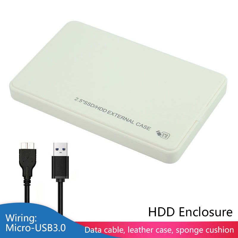 UTHAI U25 USB 3.0 HDD Enclosure Mobile Shell 2.5 Inch SATA SSD External Card Box Supports 6TB HDD Hard Disk Box Tool-Free: WHITE
