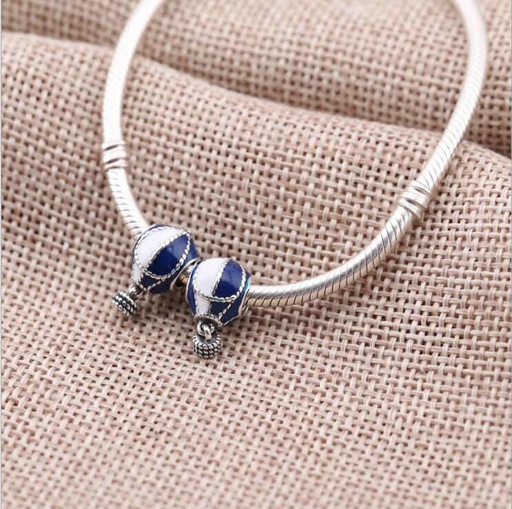 100% 925 Sterling Silver With Enamel air balloon Beads DIY accessorie Fits Pan Bracelets DIY berloque