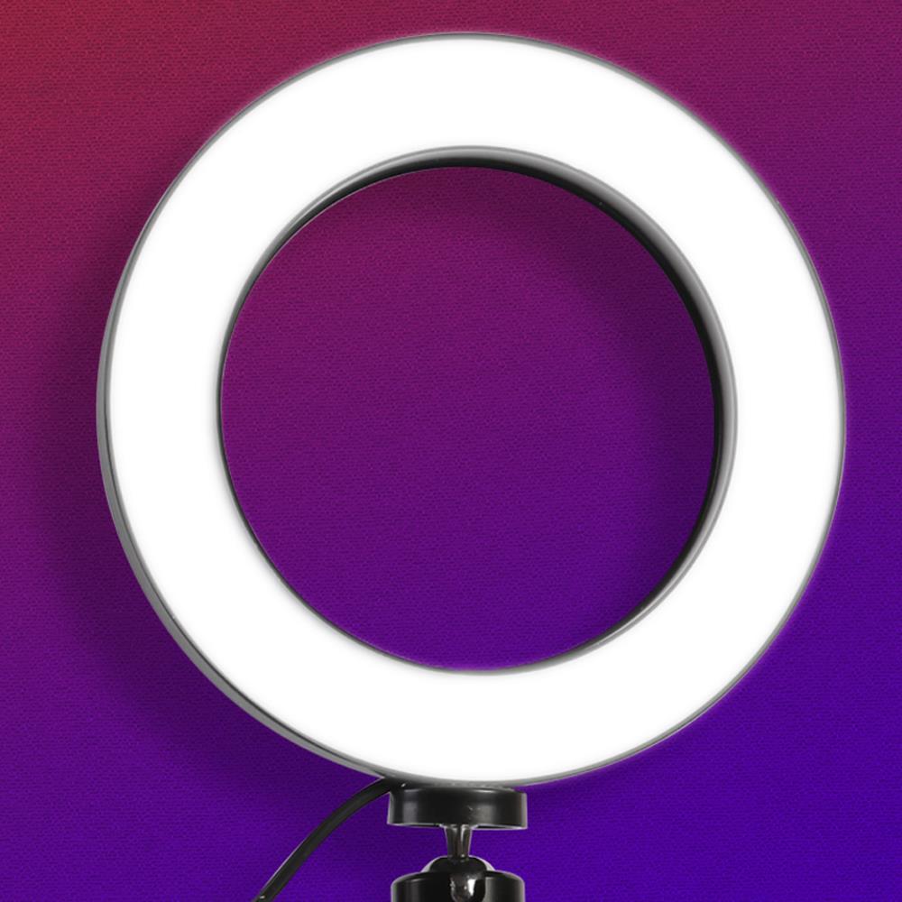 Videolys lampe ring fylle lys m/stativ selfie tre-trinns fotograferingsstativ belysning led ring lys universal foto sudio