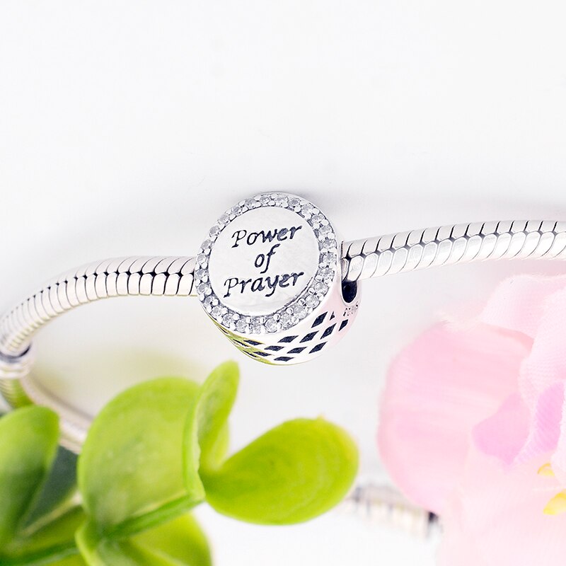 Authentieke 925 Zilveren Power Van Gebed Bead Fit Originele Pan Charm Armband Sieraden Voor Maken Vrouwen Kerst Berloque