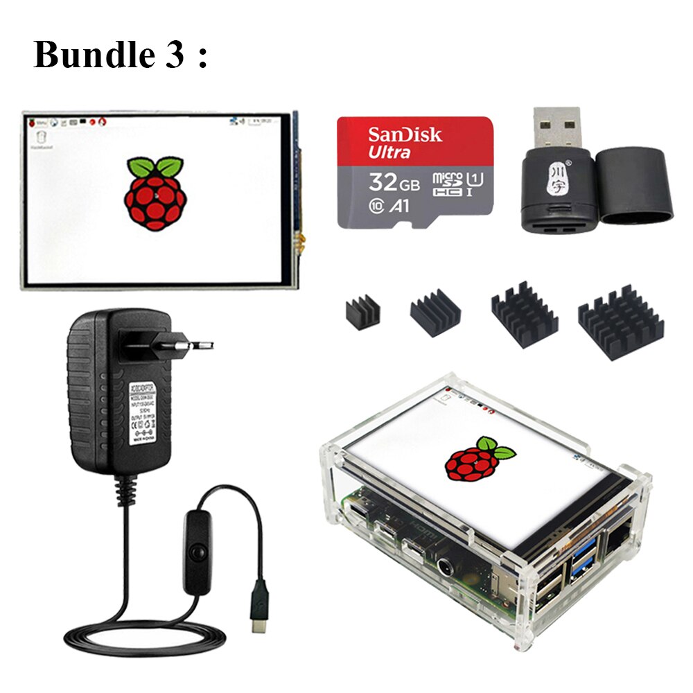Raspberry Pi 4 Touch Screen 3.5 inch TFT LCD 480*320 Display with Acrylic Case Aluminum Heat Sink for Raspberry Pi 4 Model B 4B: Bundle 3