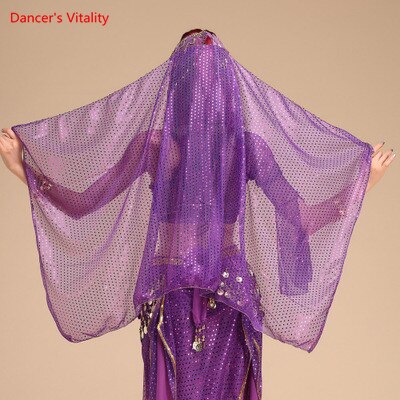 Vêtements de danse indienne Sari, 6 couleurs, écharpe et enveloppement pour la tête, Costume de danse Bollywood, voiles: VIOLET
