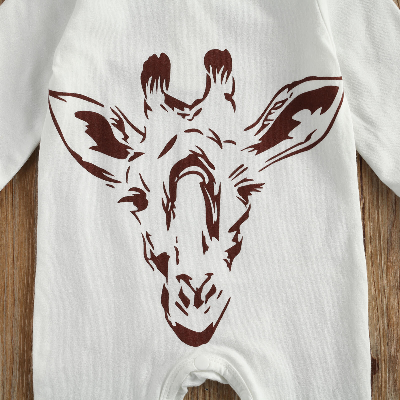 Emmababy-Conjunto de primavera para bebé de 0 a 6 meses, conjunto de 2 uds. De café/blanco, dibujo de jirafa, Footie de manga larga + gorra de cuernos, traje para recién nacido