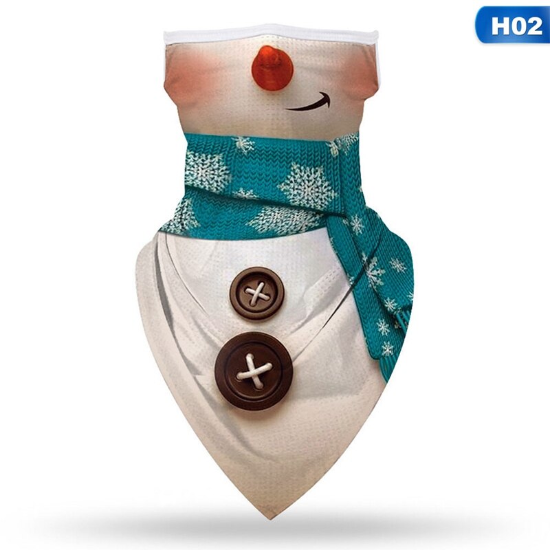 1Pc Christmas Santa Claus Snowman Pattern Kids Head Face Neck Gaiter Tube Bandana Scarf Outdoor Sports Cycling Hiking Scarf: H02