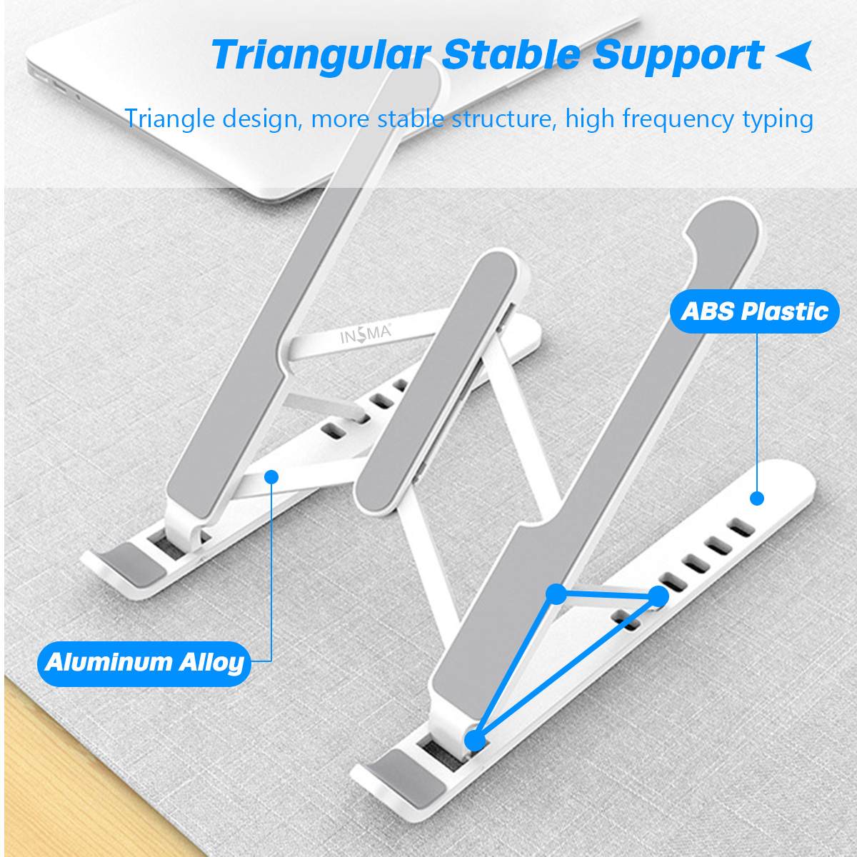 Insma P1 Pro Opvouwbare Abs & Aluminium Foldabl Laptop Tablet Stand Draagbare Desktop Houder Verstelbare Laptop Accessoires