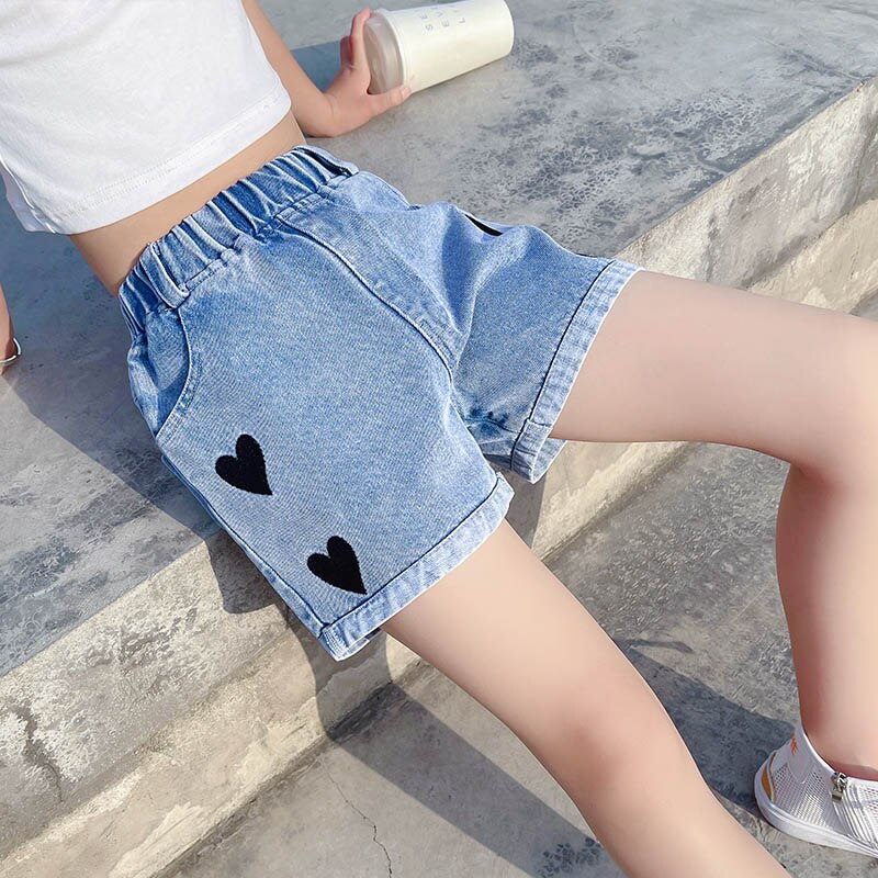 Girls Summer Jeans Heart Pattern Kids Girl Jeans Cuffs Jeans Kid Casual Style Clothes For Girls: 10