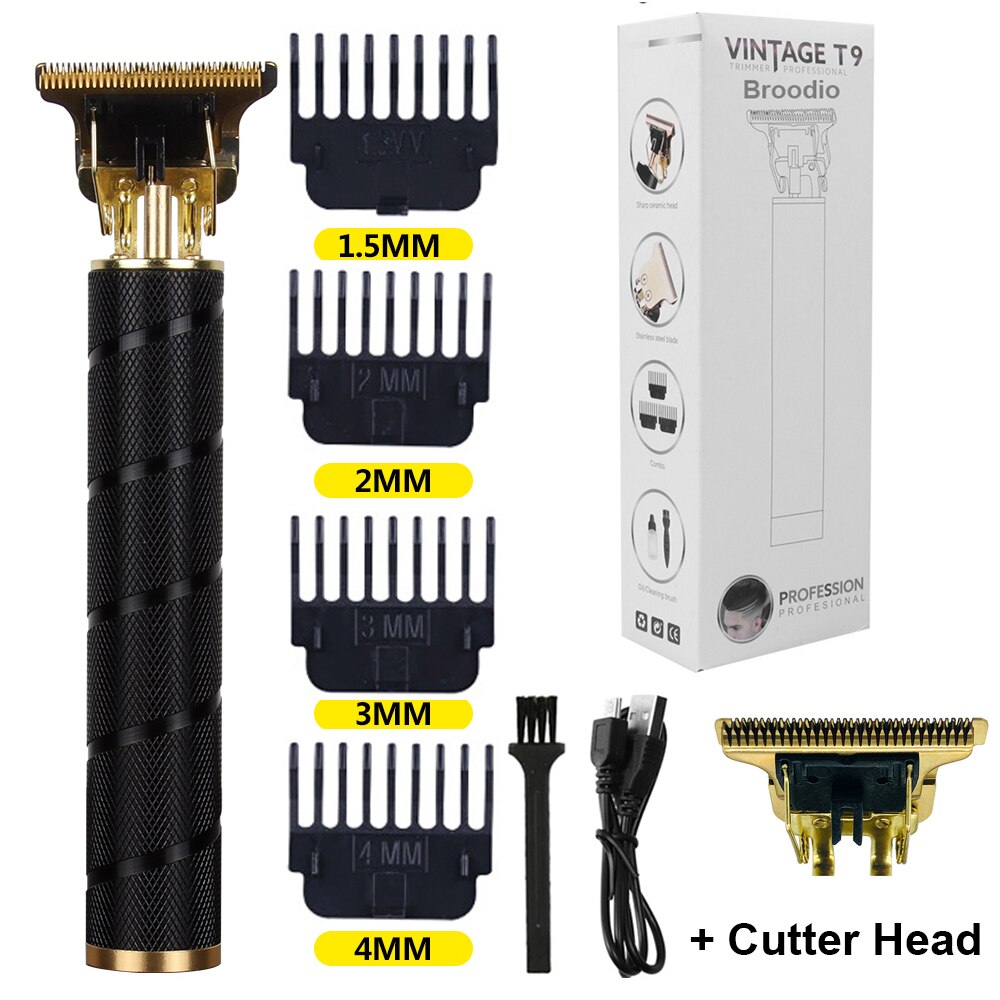 T9 USB Electric Hair Cutting Machine Rechargeable Cut Hair Clipper Man Shaver Trimmer For Men Barber Beard Trimmers: Black-netting Cutter