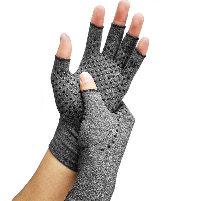 1 par skridsikre plejehandsker udendørs fitness halvfingerhandsker anti-gigt gigt hånd smerte tryk handsker