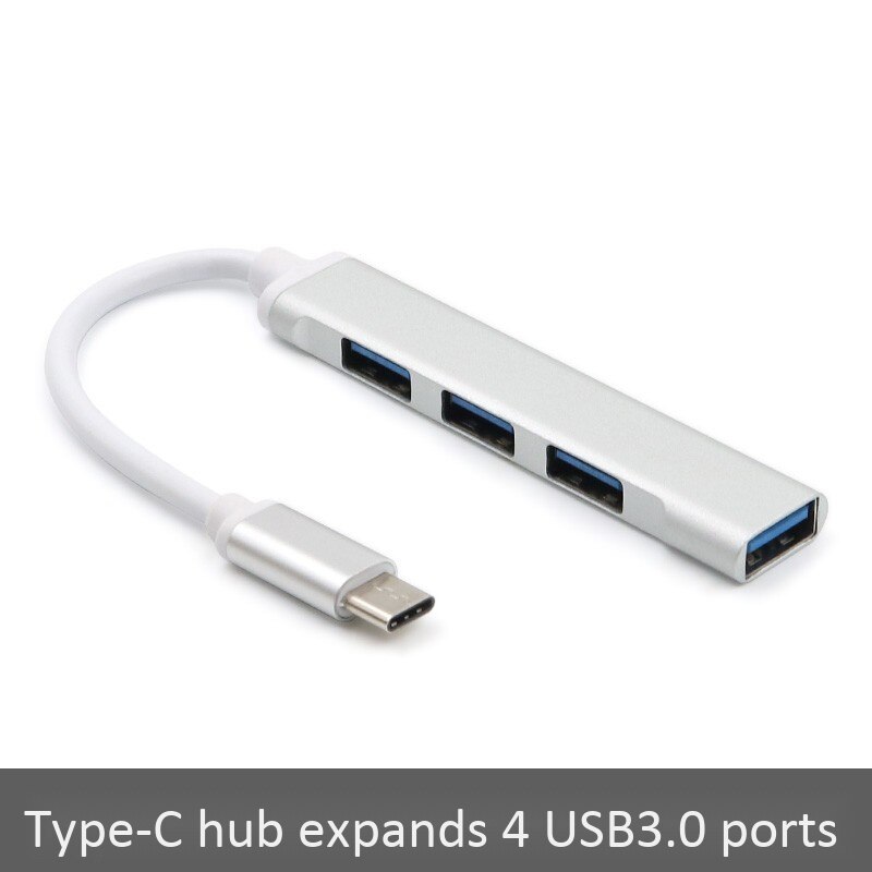 Type-C to 4-Port USB 3.0 Hub, Ultra-Slim Data USB Hub for Mac Pro IMac Surface Pro XPS PC Mobile