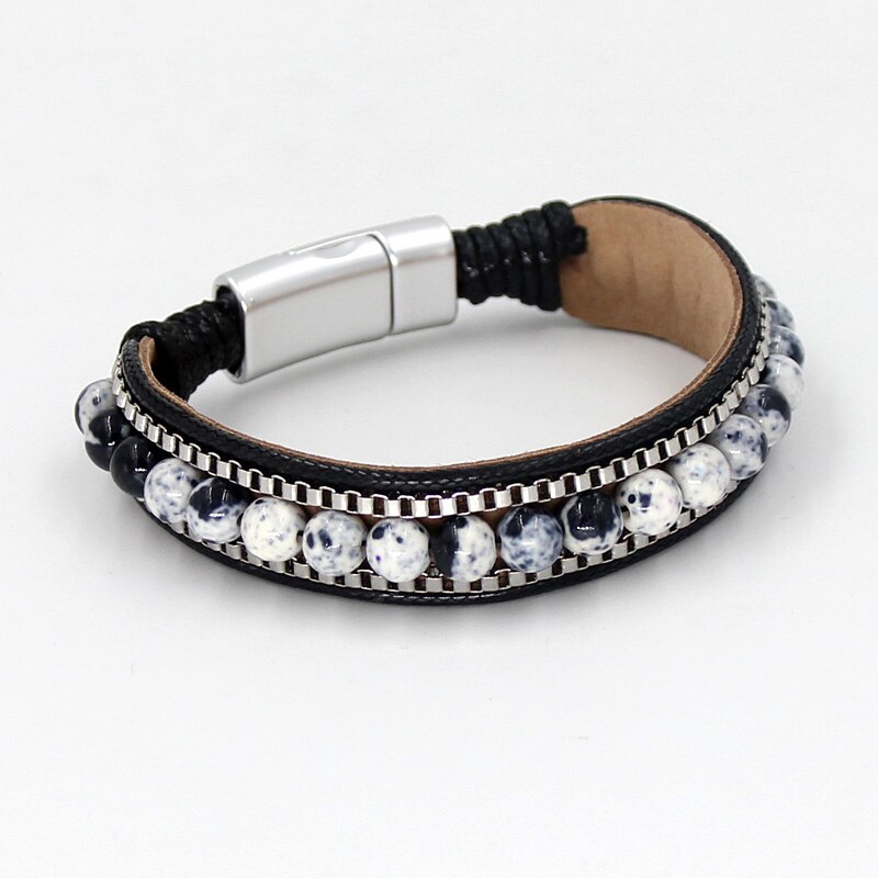 VONNOR Gioielli Braccialetti di Pietra per le Donne di Cuoio Dei Braccialetti Degli Uomini Perline Strsnd Braccialetto di Fascino