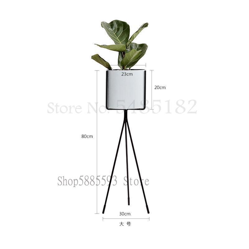 Scandinavische smeedijzeren bloemenstandaard, eenvoudig en stijlvol, balkon, woonkamer, binnen, staand, groen bloemenrek: 80 x 30 x 20cm 7