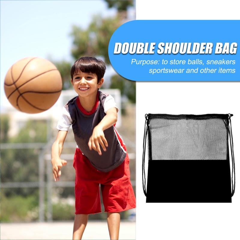 Multifunksjons svart basketball mesh poser bærbar fotball ball oppbevaringspose pose arrangør utendørs sports trening vesker