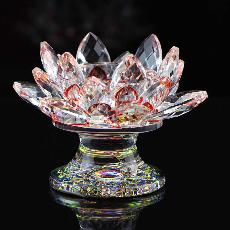 7 farger krystall lotus lysestake telysholdere lotusblomst figurer ornament fest middag dekor: Rød