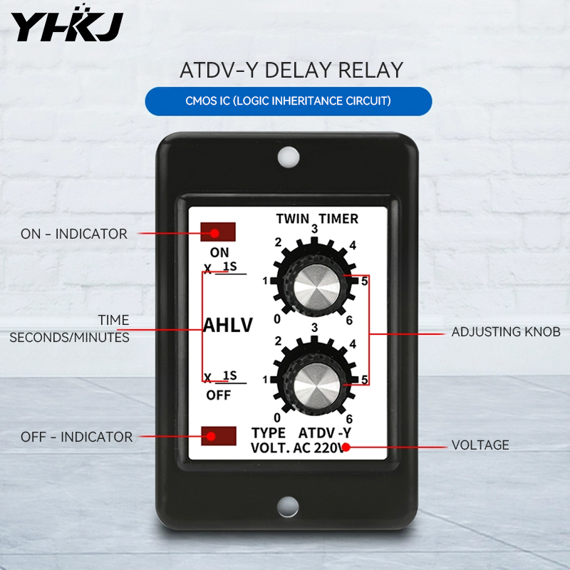 Adjustable Dual Time Relay Repeat Cycle Timer ATDV-Y ON OFF 3S/6S/12S/30S/60S/3M/6M/12M/30M/60M 220V Twin Timer With Socket Base