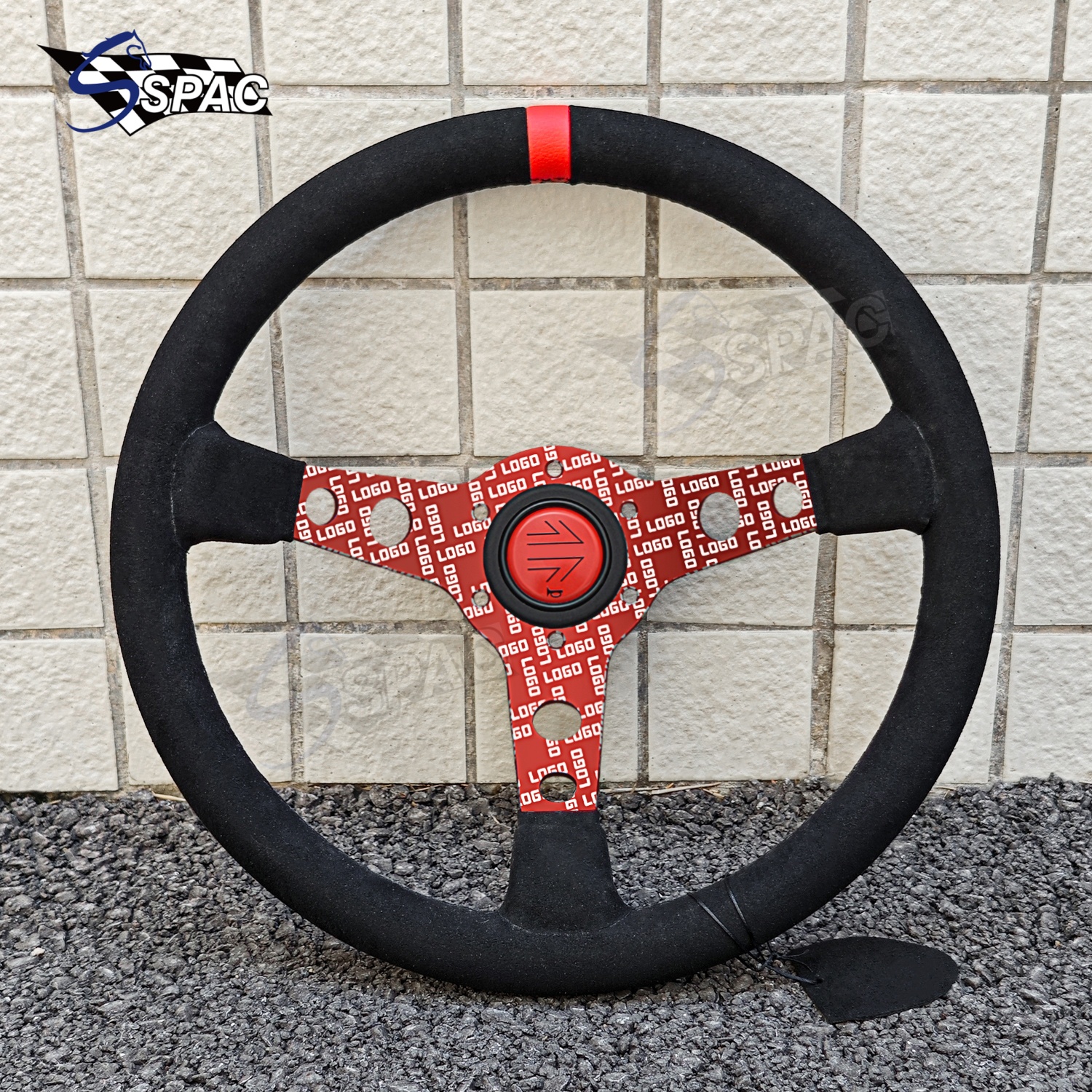MOMO Ultra Graffiti Lenkrad Universal Wildleder Tuning Wheel Racing Sportwagen Lenkrad: Rot