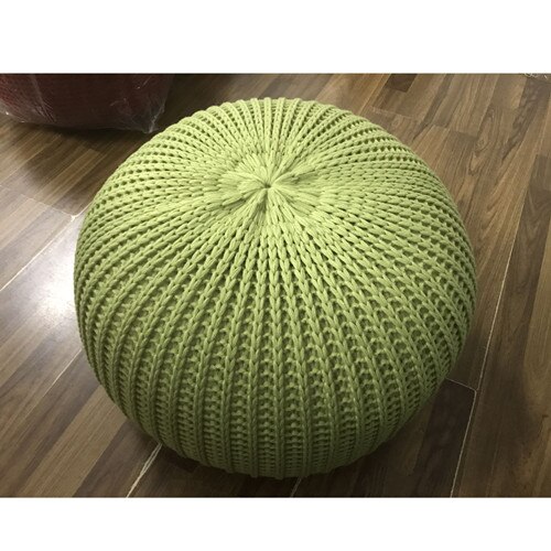 Coussin rond en laine tricoté à la main, POUF de sol, POUF: Green