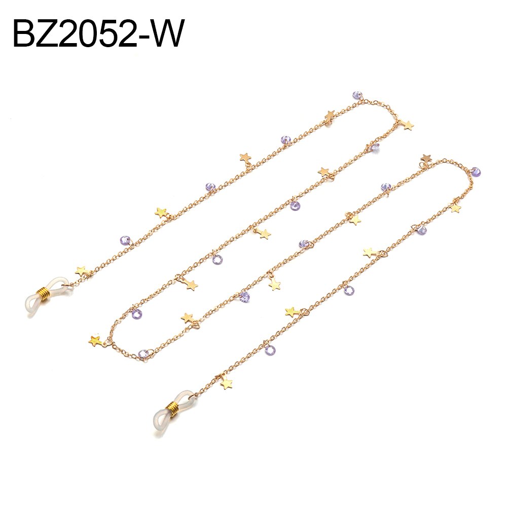 1Pcs Brillen Strap Leesbril Opknoping Ketting Zonnebril Bril Holder Neck Cord Bril Anti Slip Metalen Ketting: BZ2052-W
