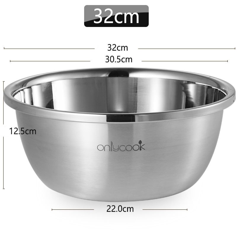 Thickened 304 stainless steel basin, deepened soup basin, food grade and basin, baking egg basin, vegetable washing basin: H