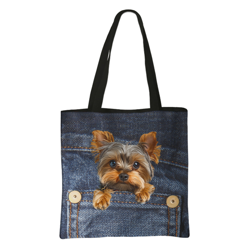 Grappige Zak Hond Boodschappentassen Huisdier Bulldog Teckel Beagle Schnauzer Honden Draagtas Grote Capaciteit Opbergtas Vrouwen Handtas: L / Blauw