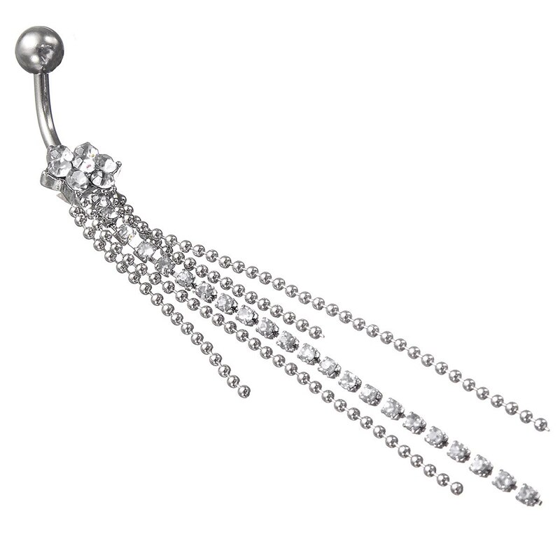 Navel Crystal Hanger 316L Rvs Rhinestone Crystal Vrouw Wit