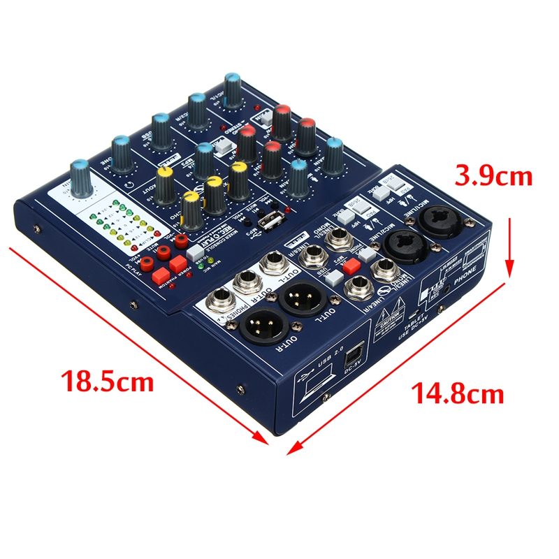 LEORY A6 48V Phantom 6 Kanaals Sound Mixing Console USB Opnemen Geluidskaart Computer USB Audio Mixer DSP Mengen console Karaoke