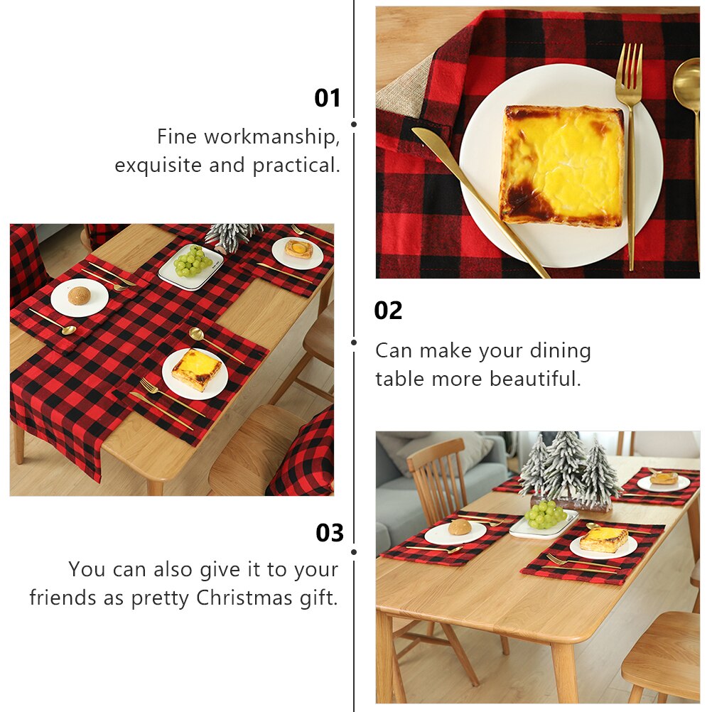 4 Stuks Plaid Gerecht Mat Huishouden Placemat Plaid Tafel Kussen Decor Plaid Tafel Mat