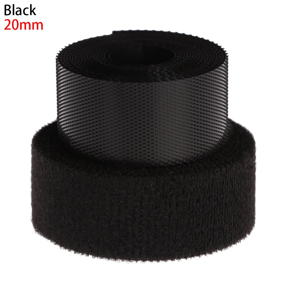 Cinta de sujeción para muñeca, pegatinas mágicas de 6/8/20mm de ancho, correa para pegar ropa, accesorios de ropa de costura para muñecas autoadhesivas DIY: 20mm	Black
