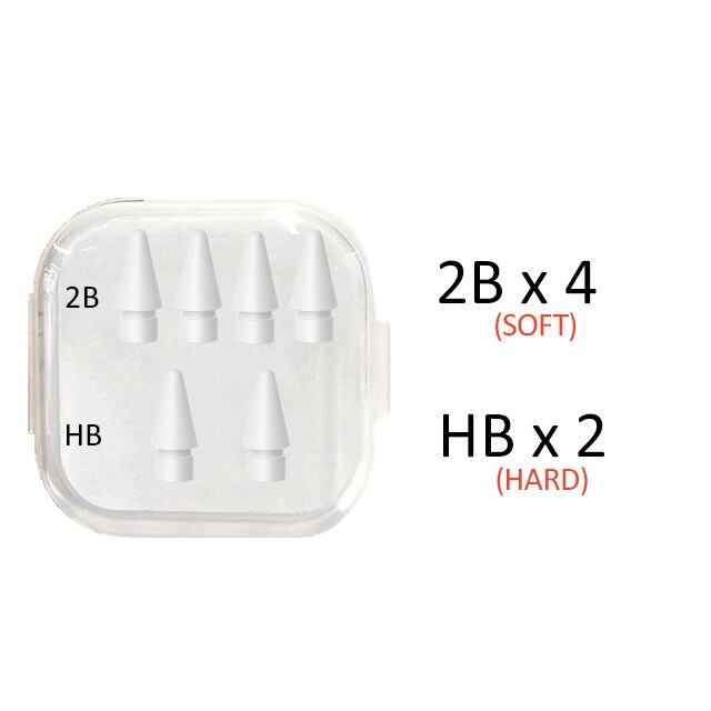 Punte a matita per Apple Pencil 1a/2a generazione, punta 4/6/12PCS per pennino Apple Pencil per iPad Stylus, 2B/HB sia morbido che duro: 2Bx4 HBx2