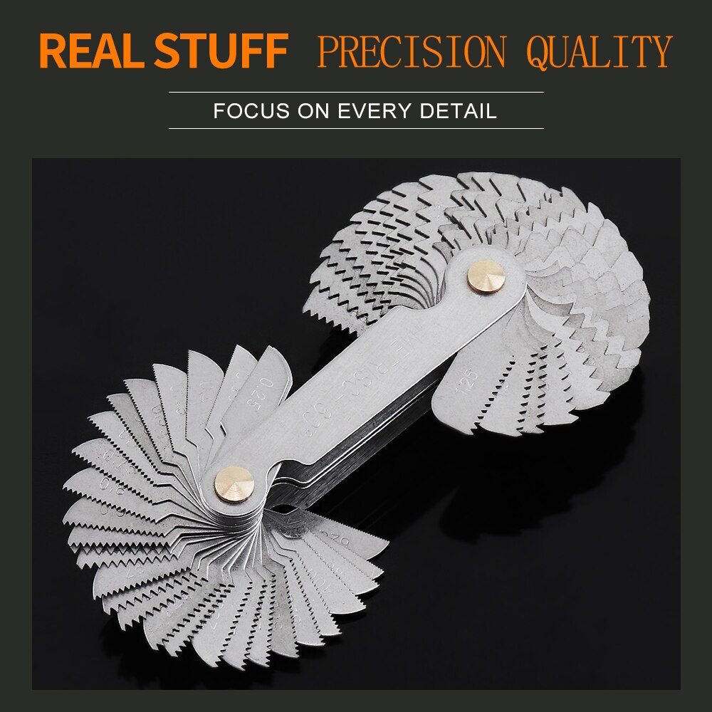 Metric Imperial 58pcs Blade US Screw Gauge SAE Whitworth 55 Degree &amp; Metrisch 60 Degree Thread Pitch Gauge for Measuring Tool