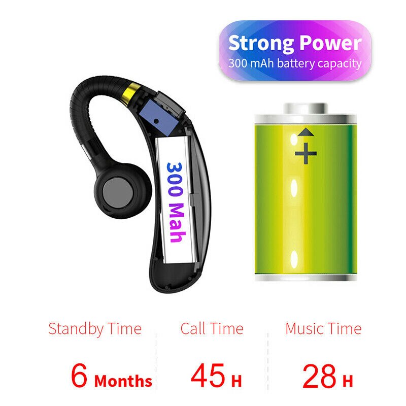 K06 Wireless Bluetooth 5.0 Business Hanging Ear Headset Sport Stereo Earbud Handsfree Earphone Caller ID Number Function