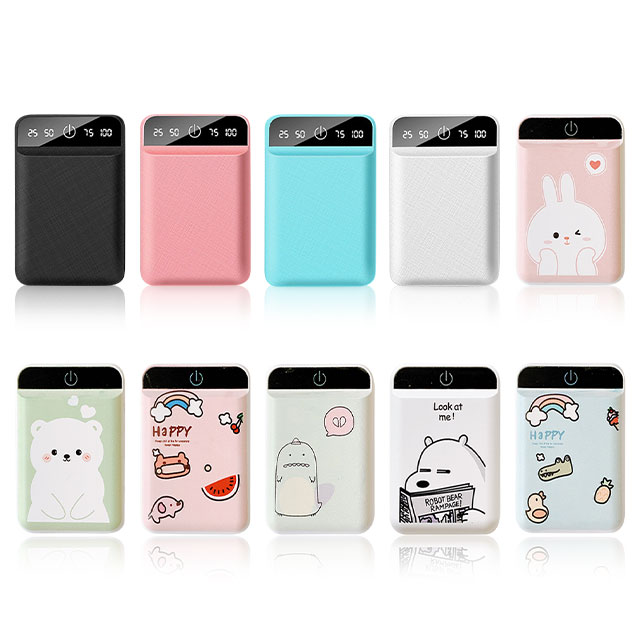 Floveme Mini cartoon portable digital display mobile accessories Single Double USB 10000 mAh battery for Smartphone CE RoHS CCC