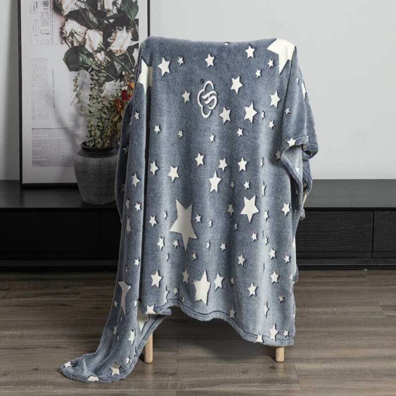 Glow in The Dark Throw Blanket, Plush Soft, Glow Throw Blanket Double -Sided Flannel Fleece Sherpa, Fun for Kids