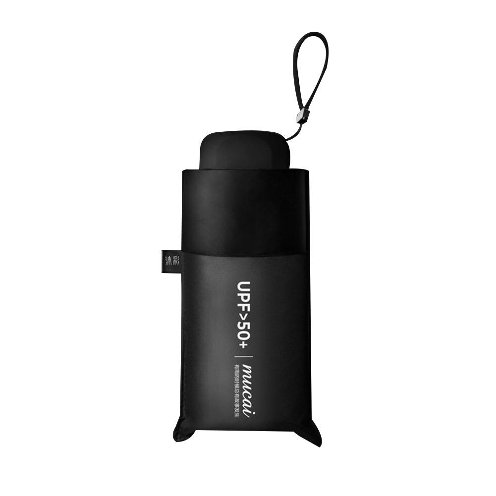 Mucai-paraguas plegable ultraligero para mujer, sombrilla impermeable a prueba de viento, protección solar UV contra la lluvia, Mini paraguas para viaje de negocios y coche: Negro