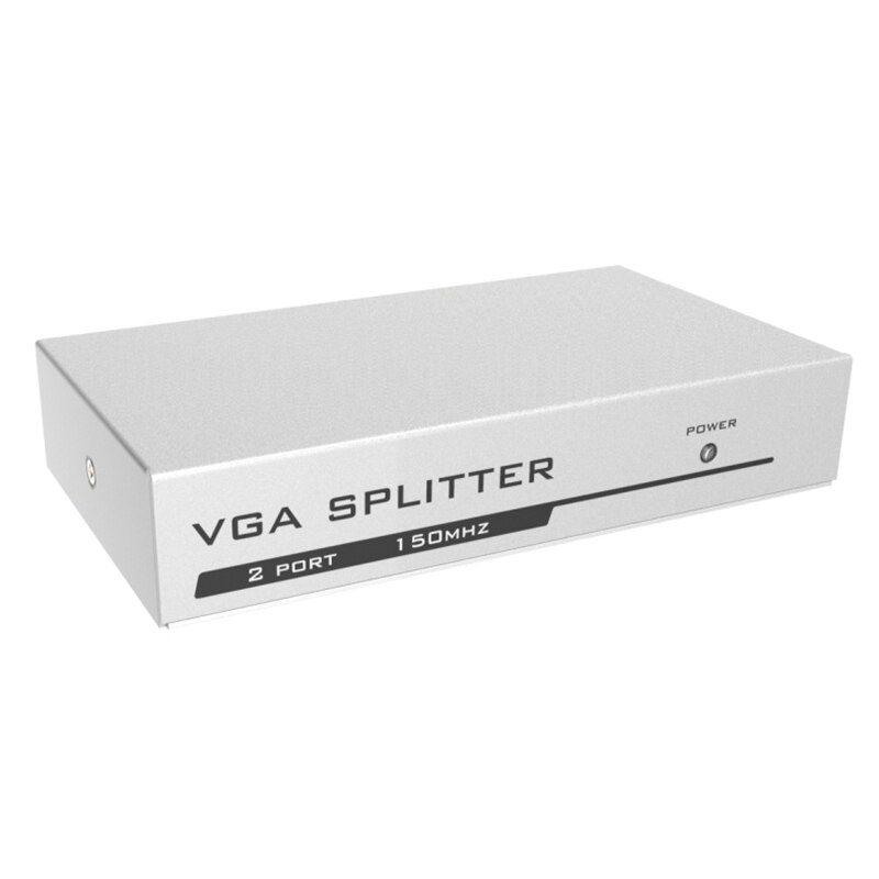 2 Port VGA Splitter 150MHz HD 1920X1440 KVM Switch Video Signal Monitor Amplifier Black 25 Meters Stackable Steel Housing