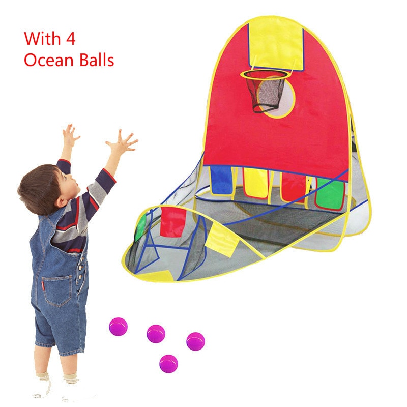 Schieten Tent Opvouwbare Pop Up Sport Basketbal Speelhuis Met 4 Oceaan Ballen Draagbare Indoor Outdoor Spelen Speelgoed Voor Kinderen