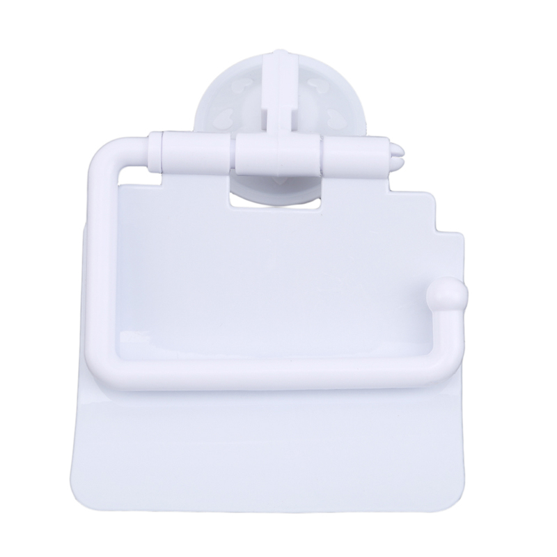 Wall Mounted Suction Cup Toilet Tissue Holder Roll Papers Stand Storage Dispensers with Cover Bathroom Accessories: white