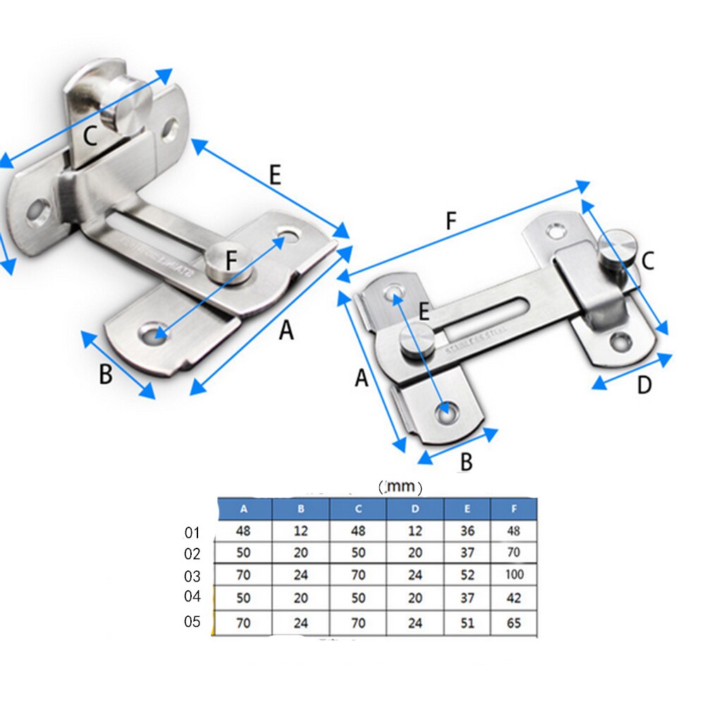 5PCS Flat/Right Angle Door Latch Hasp Bending Latch Barrel Bolt with Screws for Doors Buckle Bolt Sliding Lock: Right angle 04